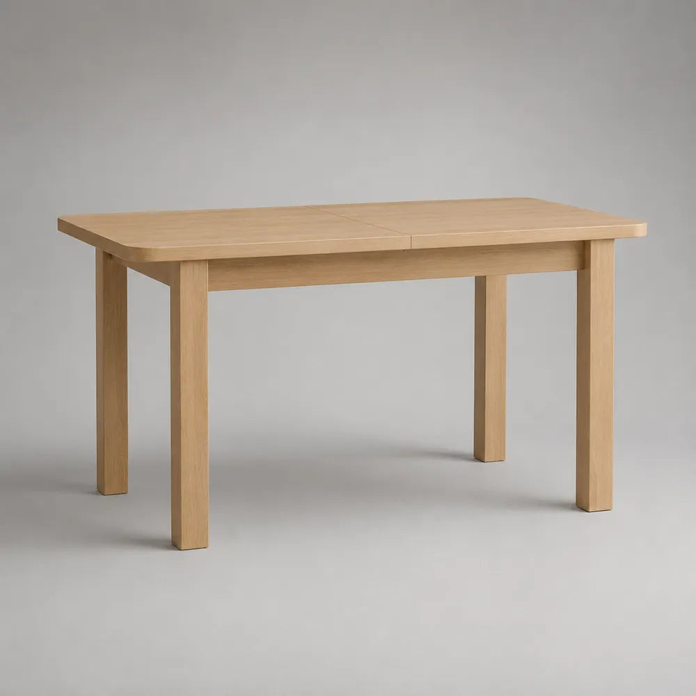 Tavolo da pranzo rettangolare 180x90x75 cm in MDF effetto rovere naturale con piano allungabile e gambe abbinate