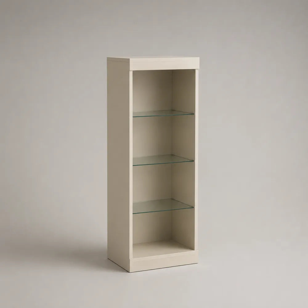 Vetrina da sala da pranzo rettangolare in MDF bianco con 4 ripiani in vetro trasparente 60 x 35 x 160 cm