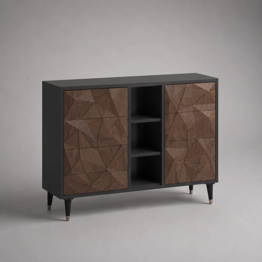 Credenza da sala da pranzo rettangolare in MDF nero con ante effetto legno marrone 160 x 40 x 80 cm