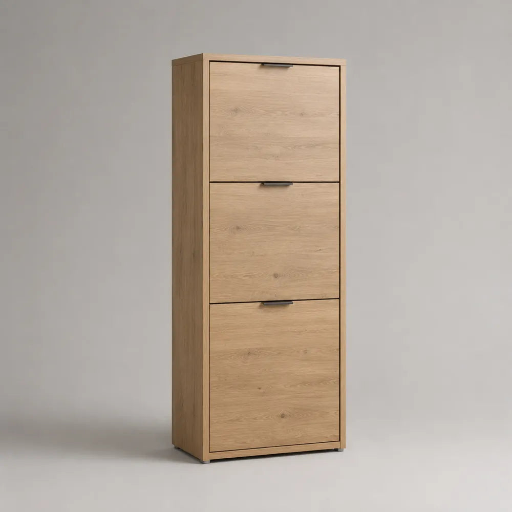 Scarpiera ingresso rettangolare in MDF effetto rovere con ante a ribalta 60 x 35 x 120 cm