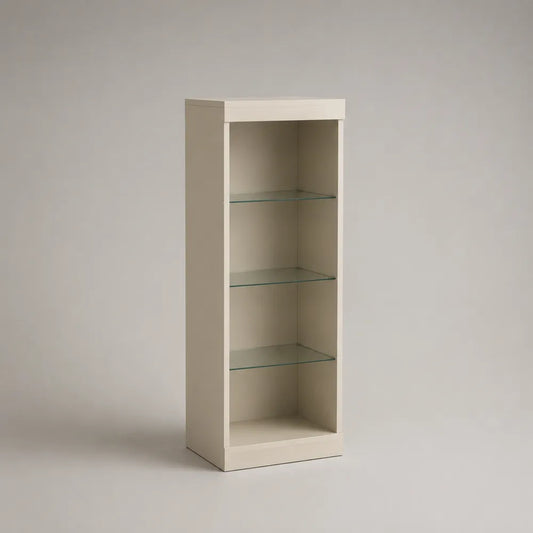 Vetrina da sala da pranzo rettangolare in MDF bianco con 4 ripiani in vetro trasparente 60 x 35 x 160 cm